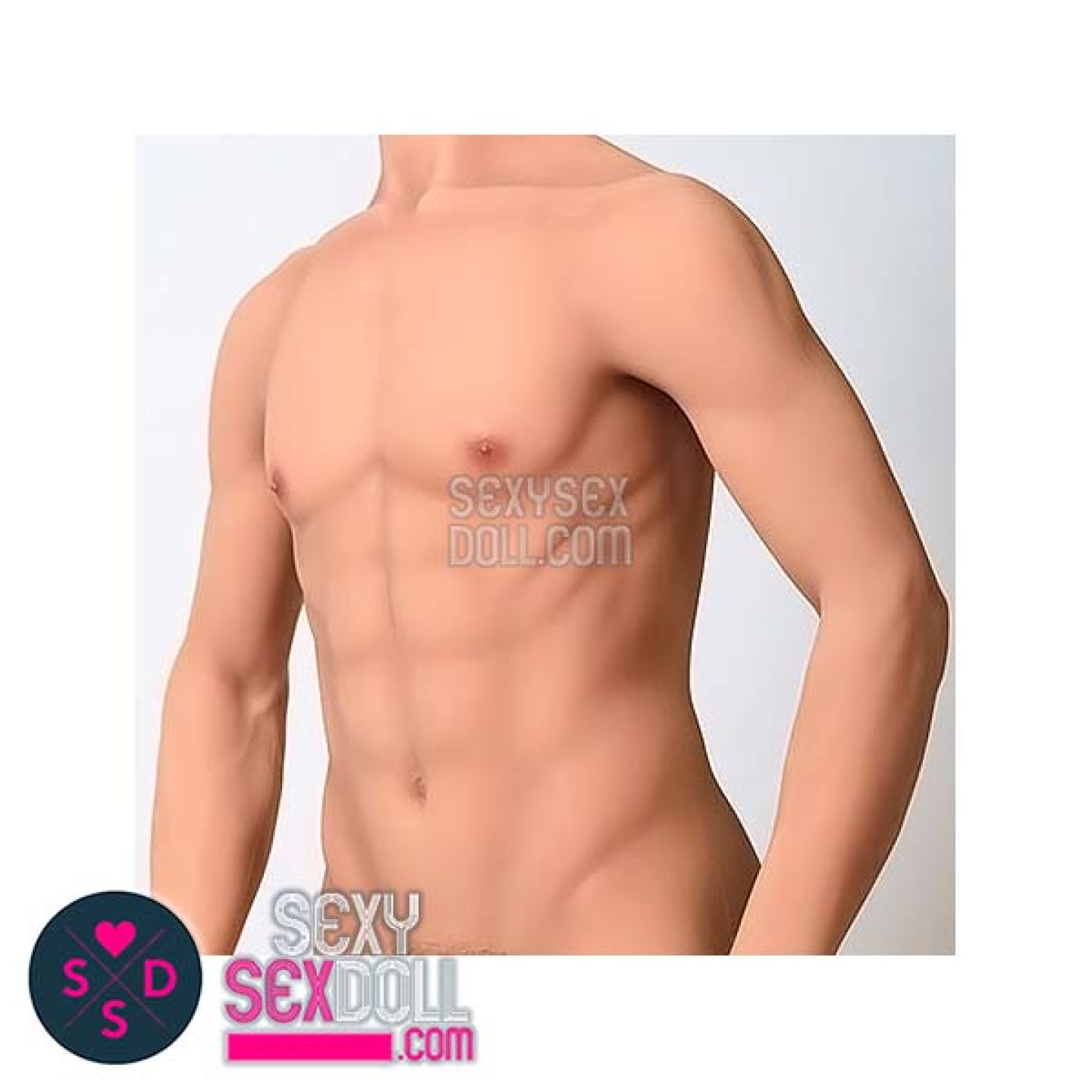 Male Asian sex doll Ben shows his hairy penis, round ass and six-pack abs
